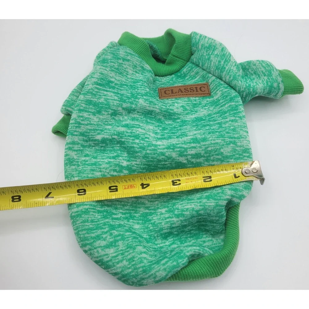 Classic Green Marl Fleece‎ Lined Dog Sweater Small Pullover Pet appersl Coat